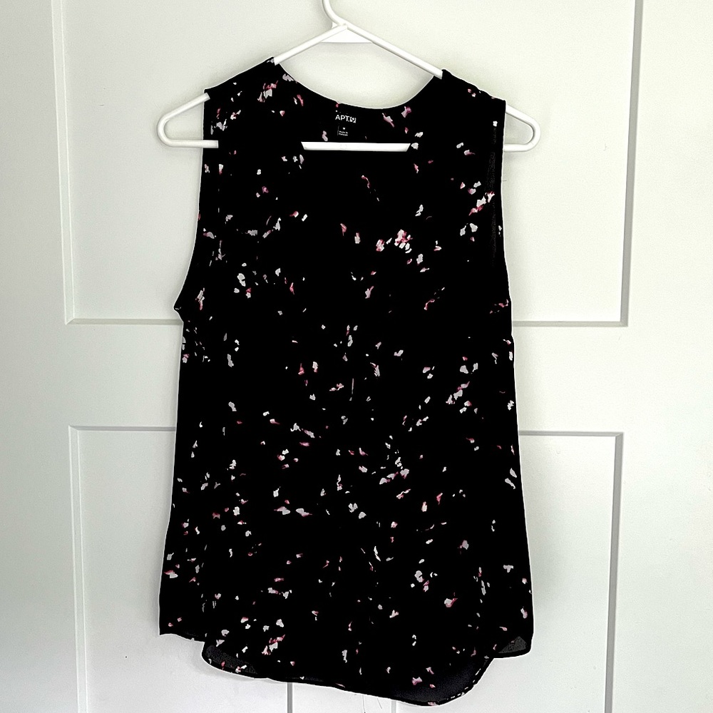 Apt. 9 Black & Pink Ruffle Dress Top